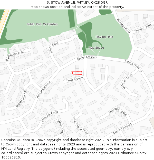 6, STOW AVENUE, WITNEY, OX28 5GR: Location map and indicative extent of plot