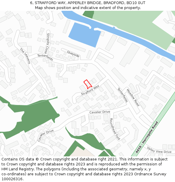 6, STRAFFORD WAY, APPERLEY BRIDGE, BRADFORD, BD10 0UT: Location map and indicative extent of plot