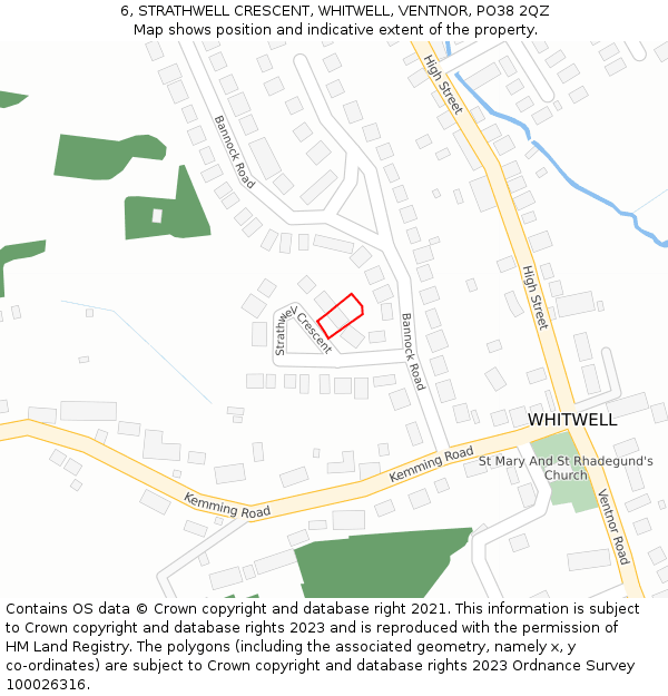 6, STRATHWELL CRESCENT, WHITWELL, VENTNOR, PO38 2QZ: Location map and indicative extent of plot