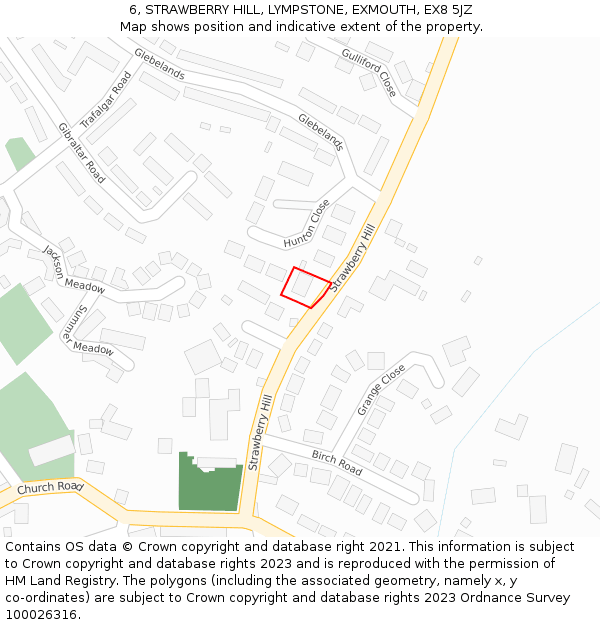 6, STRAWBERRY HILL, LYMPSTONE, EXMOUTH, EX8 5JZ: Location map and indicative extent of plot