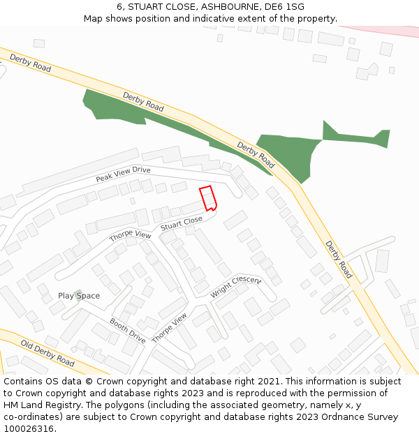 6, STUART CLOSE, ASHBOURNE, DE6 1SG: Location map and indicative extent of plot