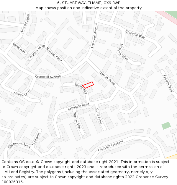 6, STUART WAY, THAME, OX9 3WP: Location map and indicative extent of plot