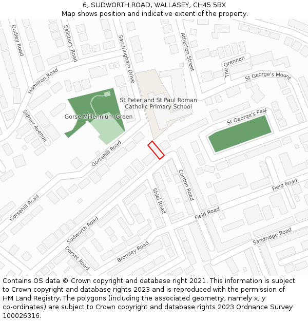 6, SUDWORTH ROAD, WALLASEY, CH45 5BX: Location map and indicative extent of plot