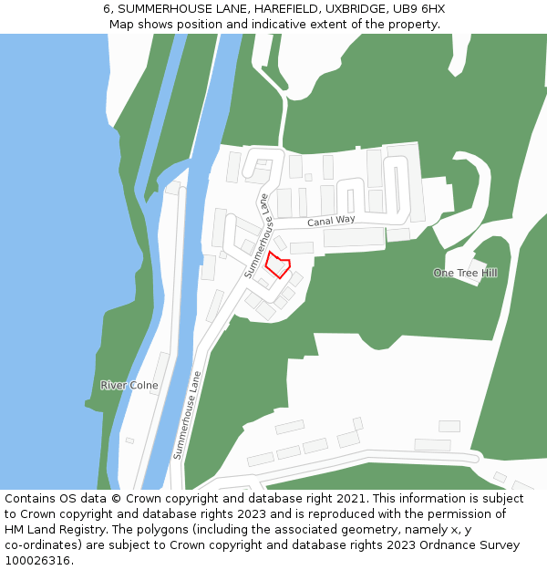 6, SUMMERHOUSE LANE, HAREFIELD, UXBRIDGE, UB9 6HX: Location map and indicative extent of plot