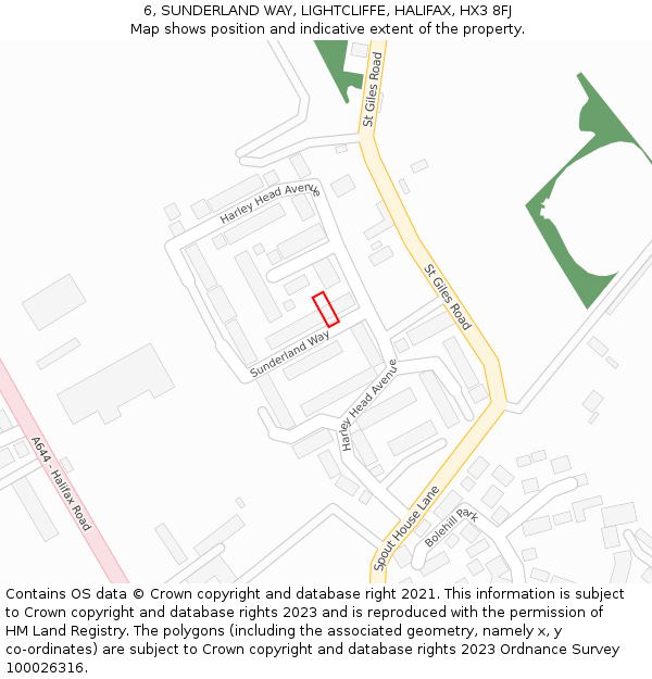 6, SUNDERLAND WAY, LIGHTCLIFFE, HALIFAX, HX3 8FJ: Location map and indicative extent of plot