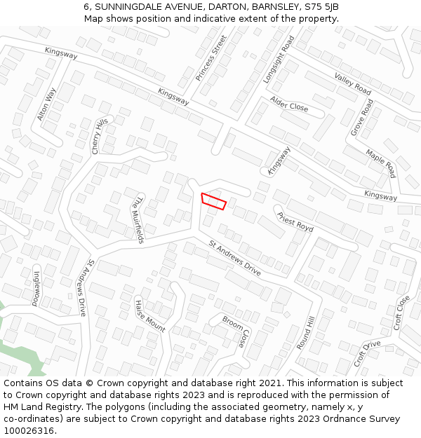 6, SUNNINGDALE AVENUE, DARTON, BARNSLEY, S75 5JB: Location map and indicative extent of plot