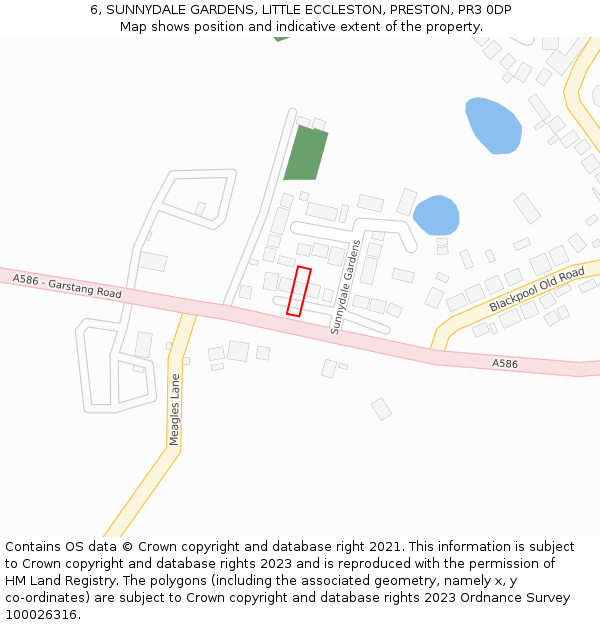 6, SUNNYDALE GARDENS, LITTLE ECCLESTON, PRESTON, PR3 0DP: Location map and indicative extent of plot