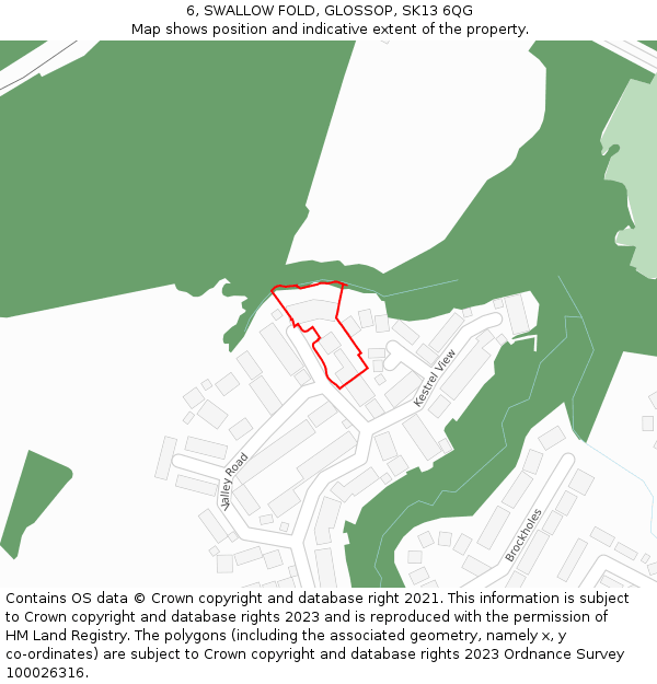 6, SWALLOW FOLD, GLOSSOP, SK13 6QG: Location map and indicative extent of plot