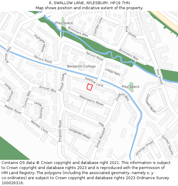 6, SWALLOW LANE, AYLESBURY, HP19 7HN: Location map and indicative extent of plot