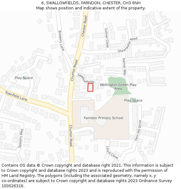 6, SWALLOWFIELDS, FARNDON, CHESTER, CH3 6NH: Location map and indicative extent of plot