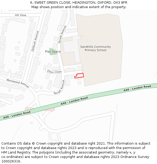 6, SWEET GREEN CLOSE, HEADINGTON, OXFORD, OX3 8FR: Location map and indicative extent of plot