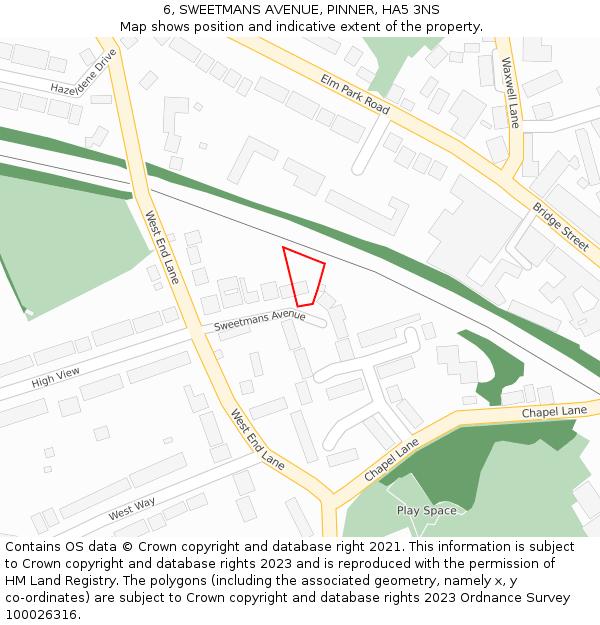 6, SWEETMANS AVENUE, PINNER, HA5 3NS: Location map and indicative extent of plot