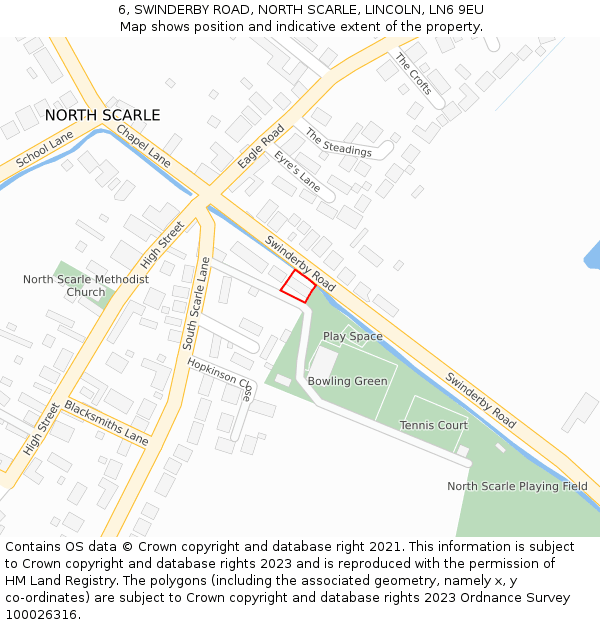 6, SWINDERBY ROAD, NORTH SCARLE, LINCOLN, LN6 9EU: Location map and indicative extent of plot