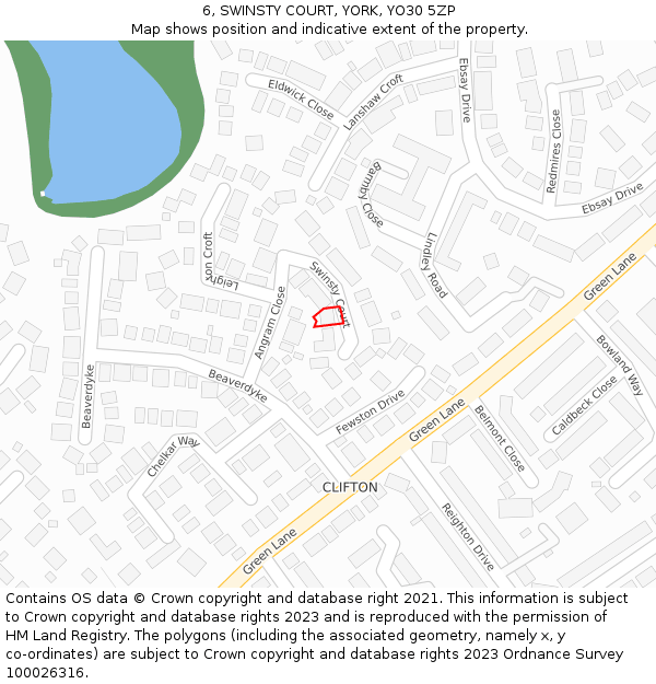 6, SWINSTY COURT, YORK, YO30 5ZP: Location map and indicative extent of plot