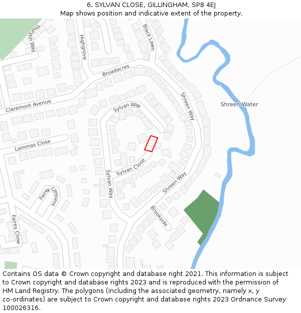 6, SYLVAN CLOSE, GILLINGHAM, SP8 4EJ: Location map and indicative extent of plot