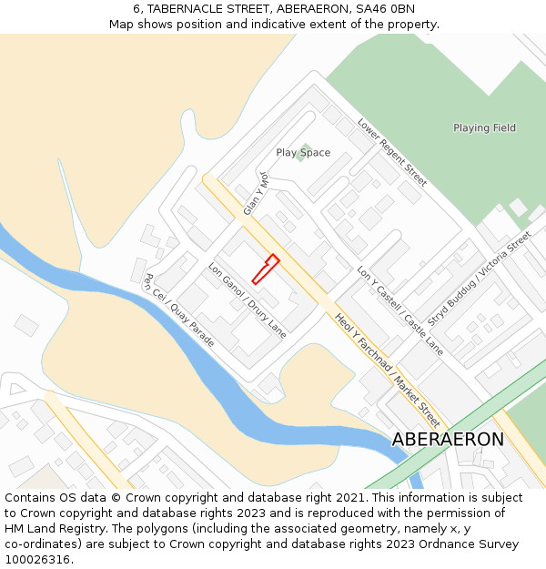 6, TABERNACLE STREET, ABERAERON, SA46 0BN: Location map and indicative extent of plot