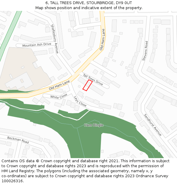 6, TALL TREES DRIVE, STOURBRIDGE, DY9 0UT: Location map and indicative extent of plot