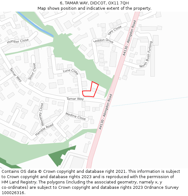 6, TAMAR WAY, DIDCOT, OX11 7QH: Location map and indicative extent of plot
