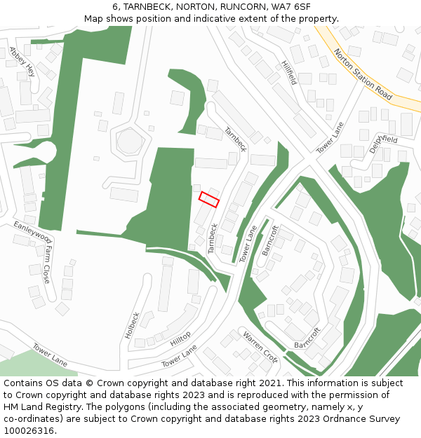 6, TARNBECK, NORTON, RUNCORN, WA7 6SF: Location map and indicative extent of plot