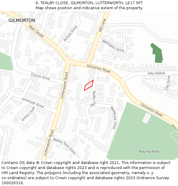 6, TEALBY CLOSE, GILMORTON, LUTTERWORTH, LE17 5PT: Location map and indicative extent of plot