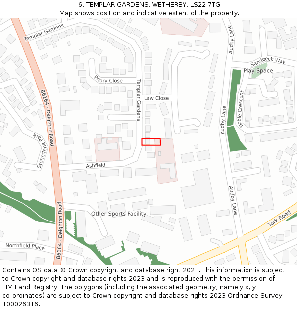 6, TEMPLAR GARDENS, WETHERBY, LS22 7TG: Location map and indicative extent of plot