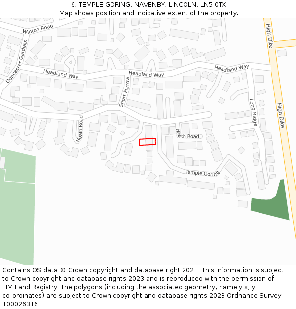 6, TEMPLE GORING, NAVENBY, LINCOLN, LN5 0TX: Location map and indicative extent of plot