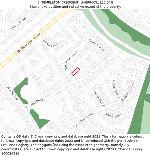 6, TEMPLETON CRESCENT, LIVERPOOL, L12 5NE: Location map and indicative extent of plot