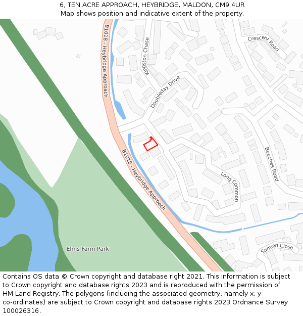 6, TEN ACRE APPROACH, HEYBRIDGE, MALDON, CM9 4UR: Location map and indicative extent of plot
