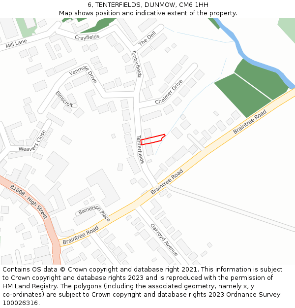 6, TENTERFIELDS, DUNMOW, CM6 1HH: Location map and indicative extent of plot