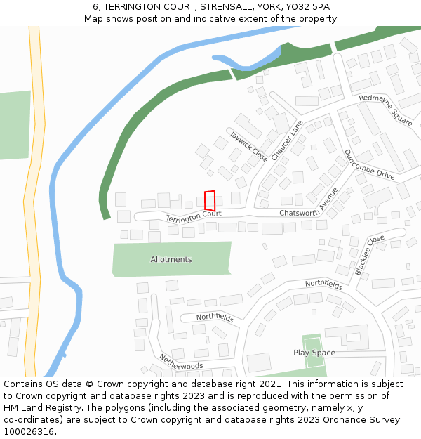 6, TERRINGTON COURT, STRENSALL, YORK, YO32 5PA: Location map and indicative extent of plot