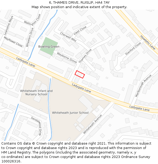 6, THAMES DRIVE, RUISLIP, HA4 7AY: Location map and indicative extent of plot