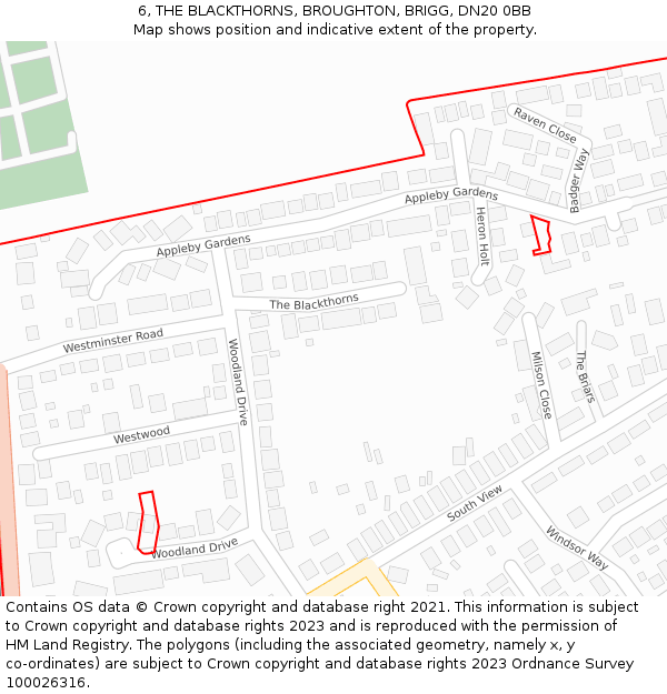 6, THE BLACKTHORNS, BROUGHTON, BRIGG, DN20 0BB: Location map and indicative extent of plot