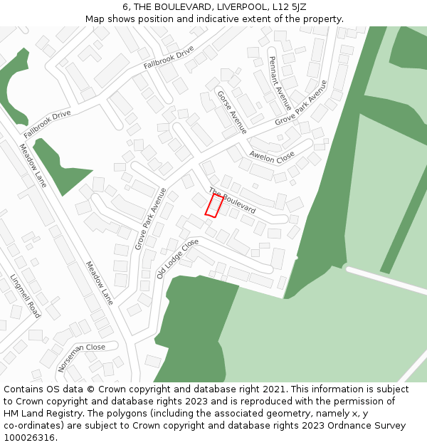 6, THE BOULEVARD, LIVERPOOL, L12 5JZ: Location map and indicative extent of plot