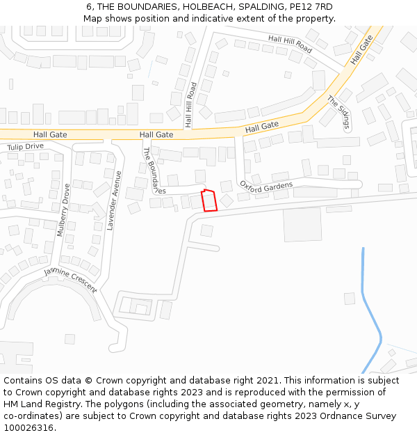6, THE BOUNDARIES, HOLBEACH, SPALDING, PE12 7RD: Location map and indicative extent of plot
