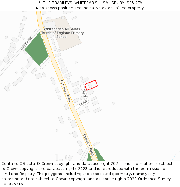 6, THE BRAMLEYS, WHITEPARISH, SALISBURY, SP5 2TA: Location map and indicative extent of plot