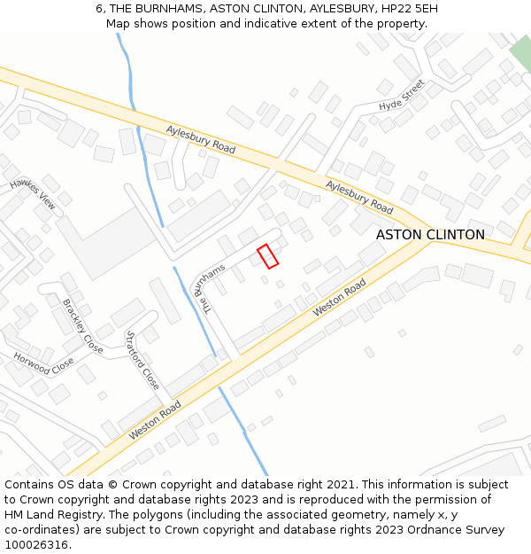 6, THE BURNHAMS, ASTON CLINTON, AYLESBURY, HP22 5EH: Location map and indicative extent of plot