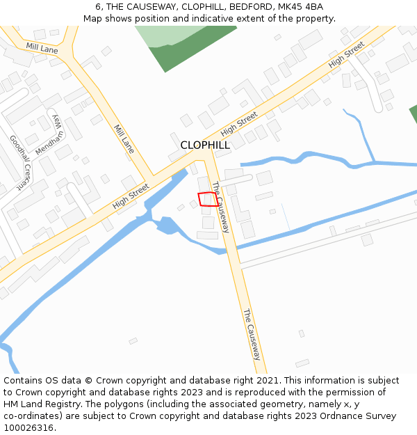 6, THE CAUSEWAY, CLOPHILL, BEDFORD, MK45 4BA: Location map and indicative extent of plot