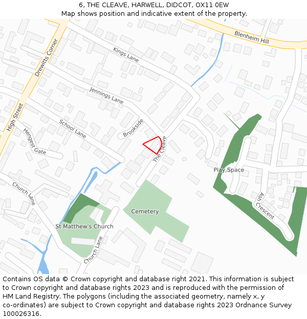 6, THE CLEAVE, HARWELL, DIDCOT, OX11 0EW: Location map and indicative extent of plot