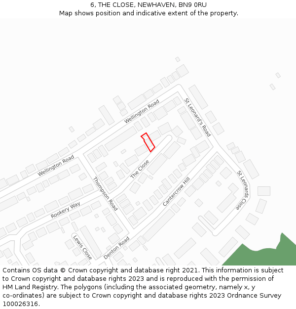 6, THE CLOSE, NEWHAVEN, BN9 0RU: Location map and indicative extent of plot