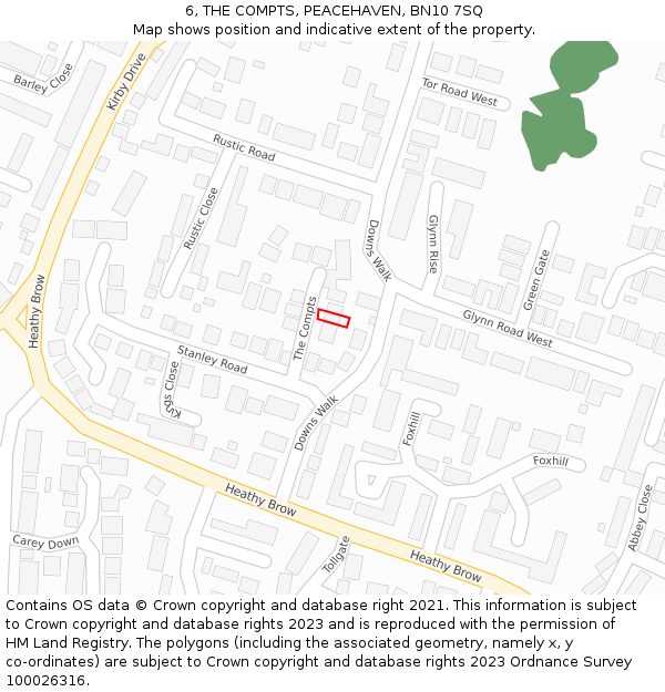 6, THE COMPTS, PEACEHAVEN, BN10 7SQ: Location map and indicative extent of plot