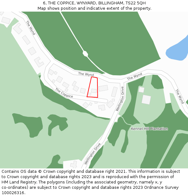 6, THE COPPICE, WYNYARD, BILLINGHAM, TS22 5QH: Location map and indicative extent of plot