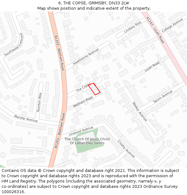 6, THE COPSE, GRIMSBY, DN33 2LW: Location map and indicative extent of plot