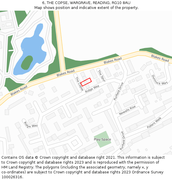 6, THE COPSE, WARGRAVE, READING, RG10 8AU: Location map and indicative extent of plot