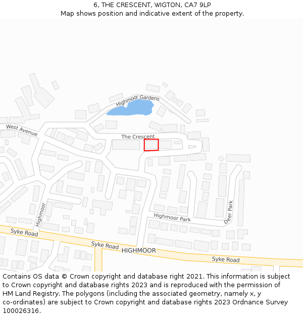 6, THE CRESCENT, WIGTON, CA7 9LP: Location map and indicative extent of plot