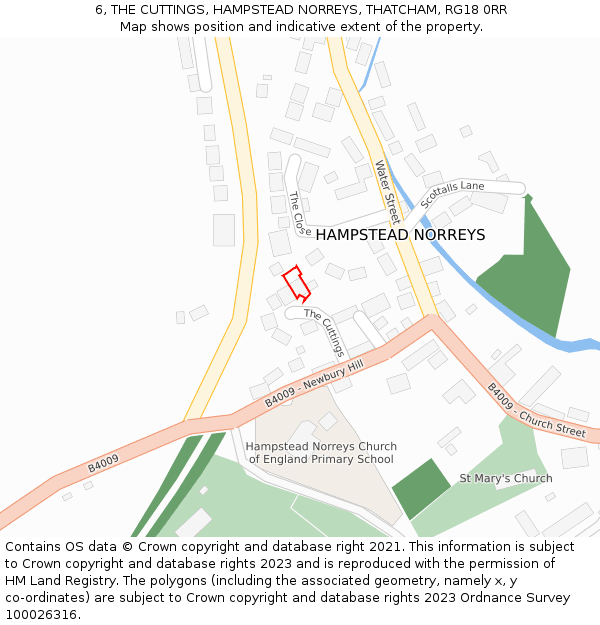 6, THE CUTTINGS, HAMPSTEAD NORREYS, THATCHAM, RG18 0RR: Location map and indicative extent of plot