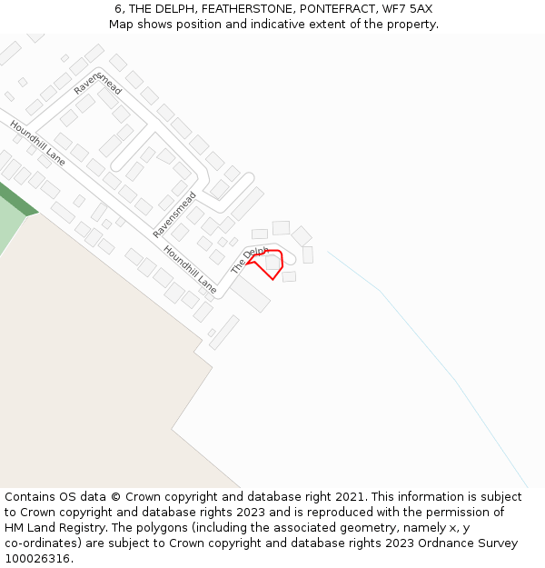 6, THE DELPH, FEATHERSTONE, PONTEFRACT, WF7 5AX: Location map and indicative extent of plot