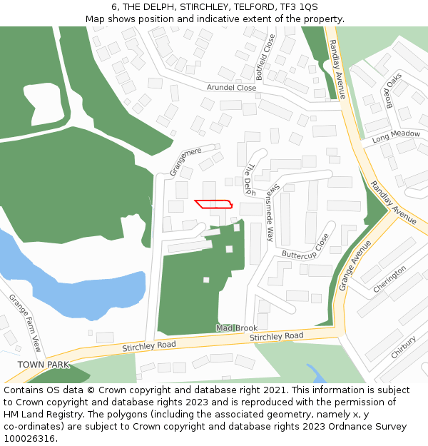 6, THE DELPH, STIRCHLEY, TELFORD, TF3 1QS: Location map and indicative extent of plot