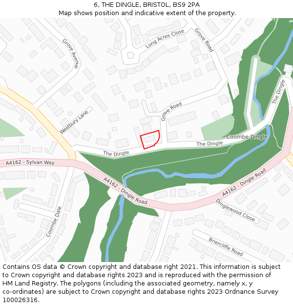 6, THE DINGLE, BRISTOL, BS9 2PA: Location map and indicative extent of plot