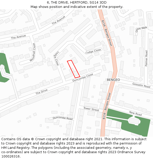 6, THE DRIVE, HERTFORD, SG14 3DD: Location map and indicative extent of plot