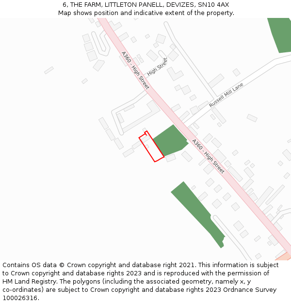 6, THE FARM, LITTLETON PANELL, DEVIZES, SN10 4AX: Location map and indicative extent of plot